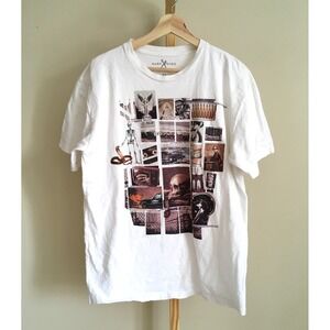 Marc Ecko Cut Sew White Graphic T Shirt Mens Medium Skull Collage Print